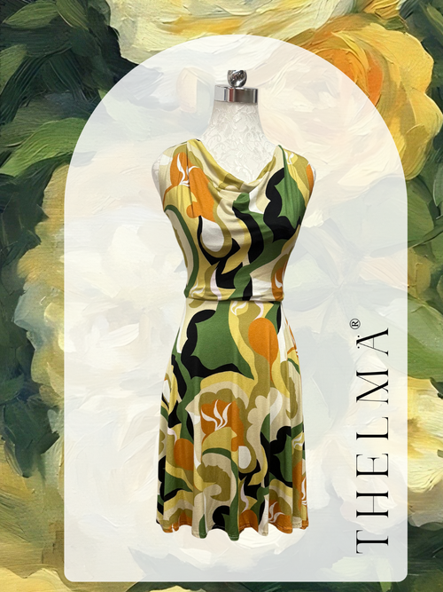 Abstract earthy Drape dress