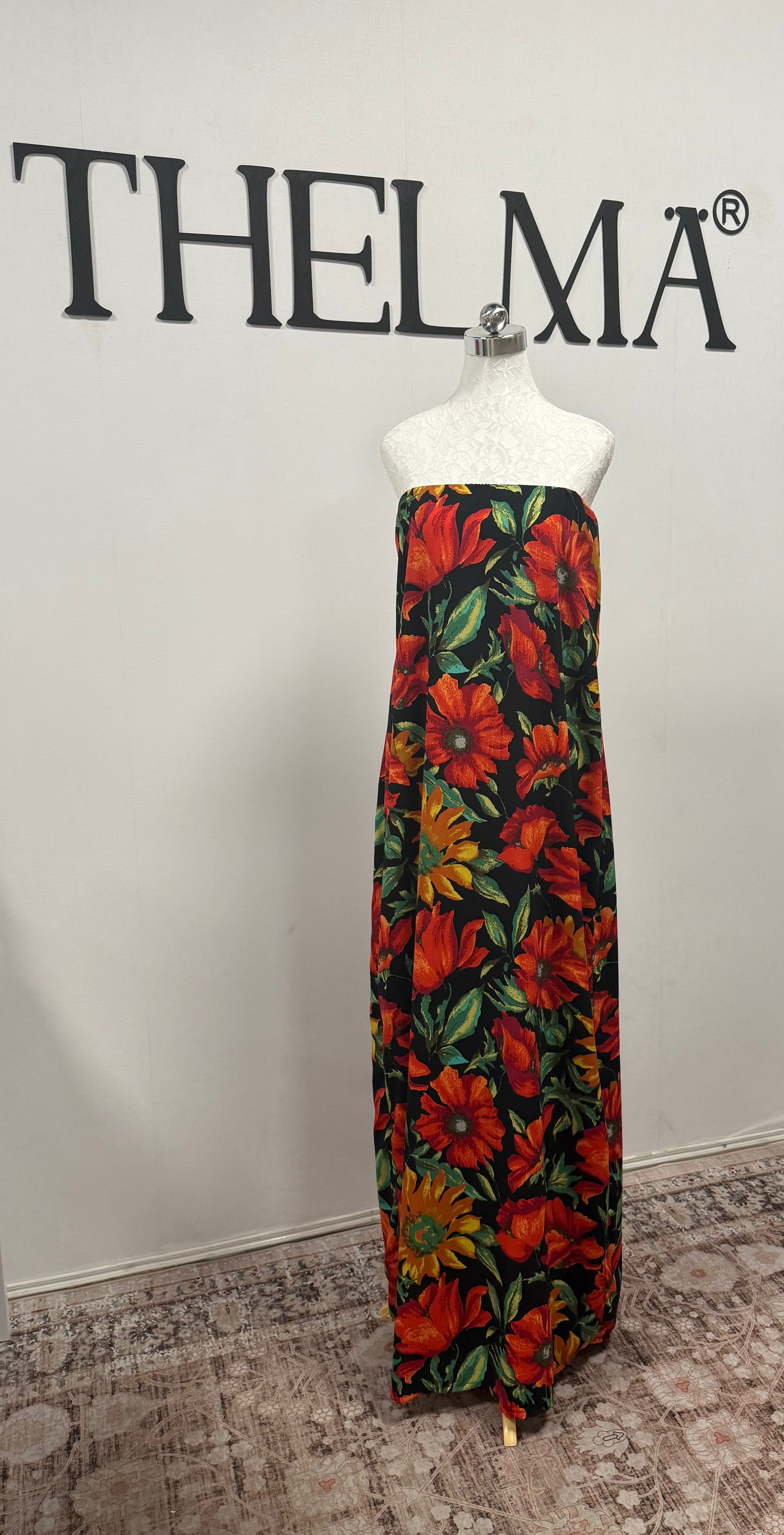 Flora Noire Strapless Maxi