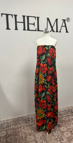 Flora Noire Strapless Maxi