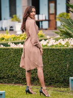 Long-sleeve shirt dress and a detachable belt