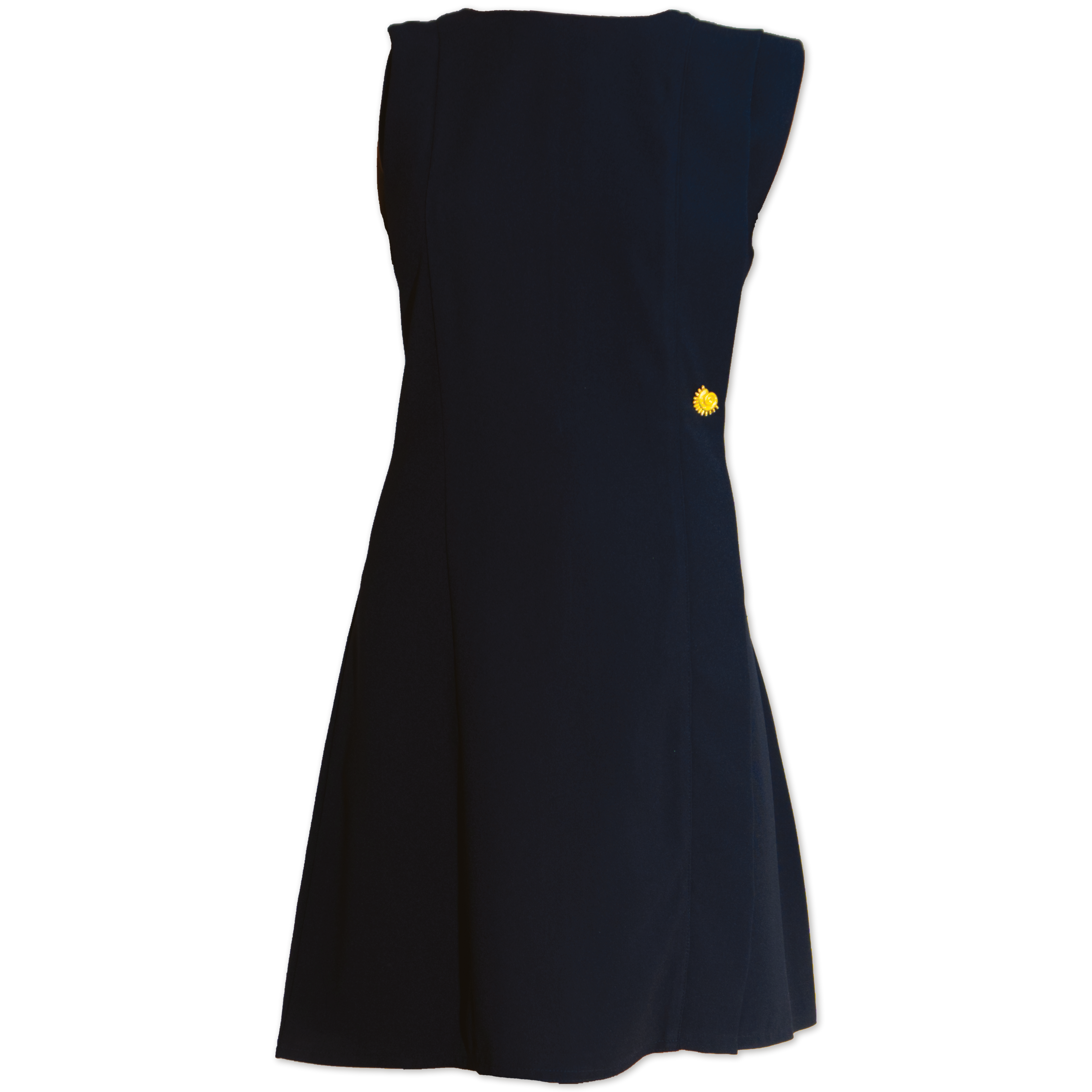 Sleeveless blue midi dress with a flattering A-line Silhouette