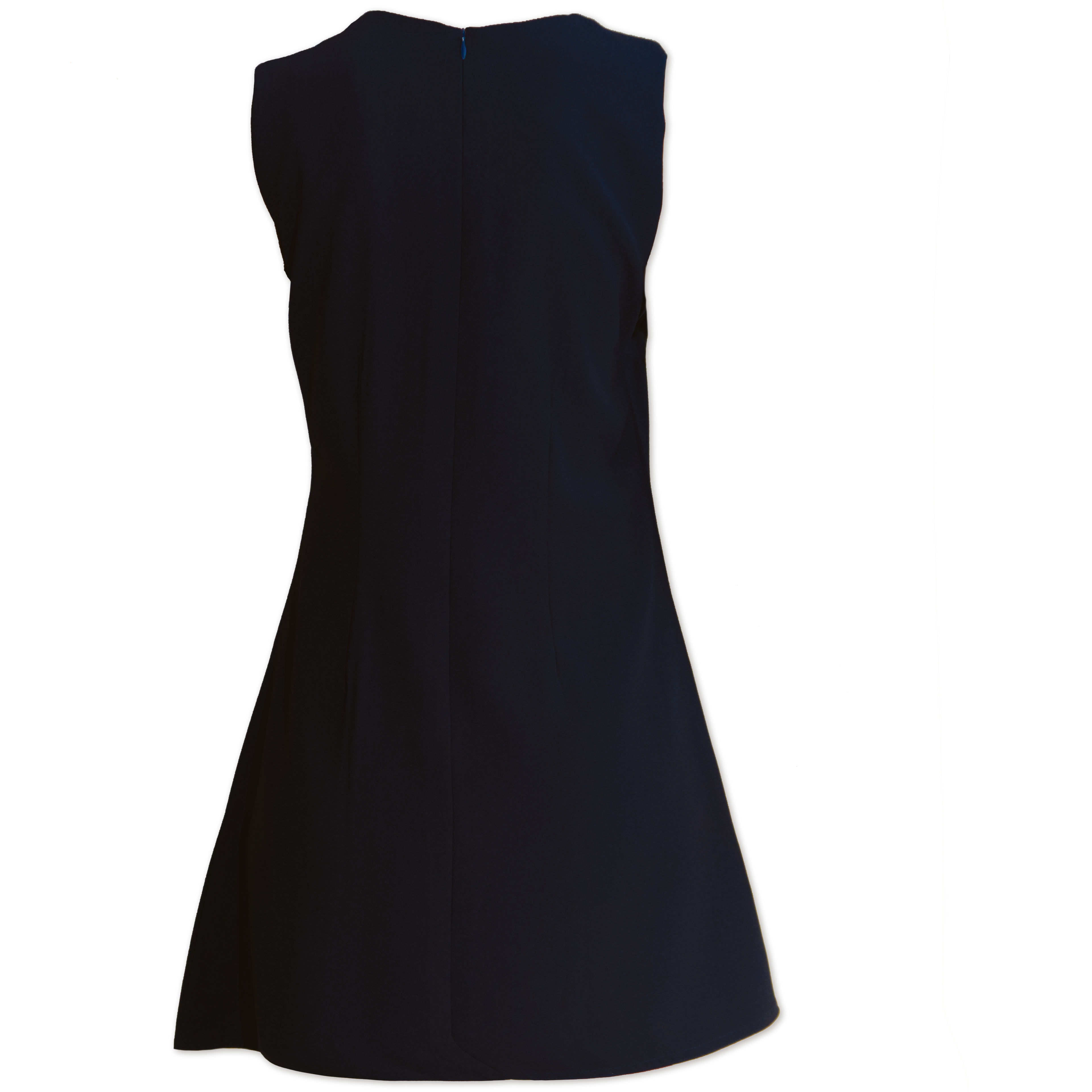 Sleeveless blue midi dress with a flattering A-line Silhouette