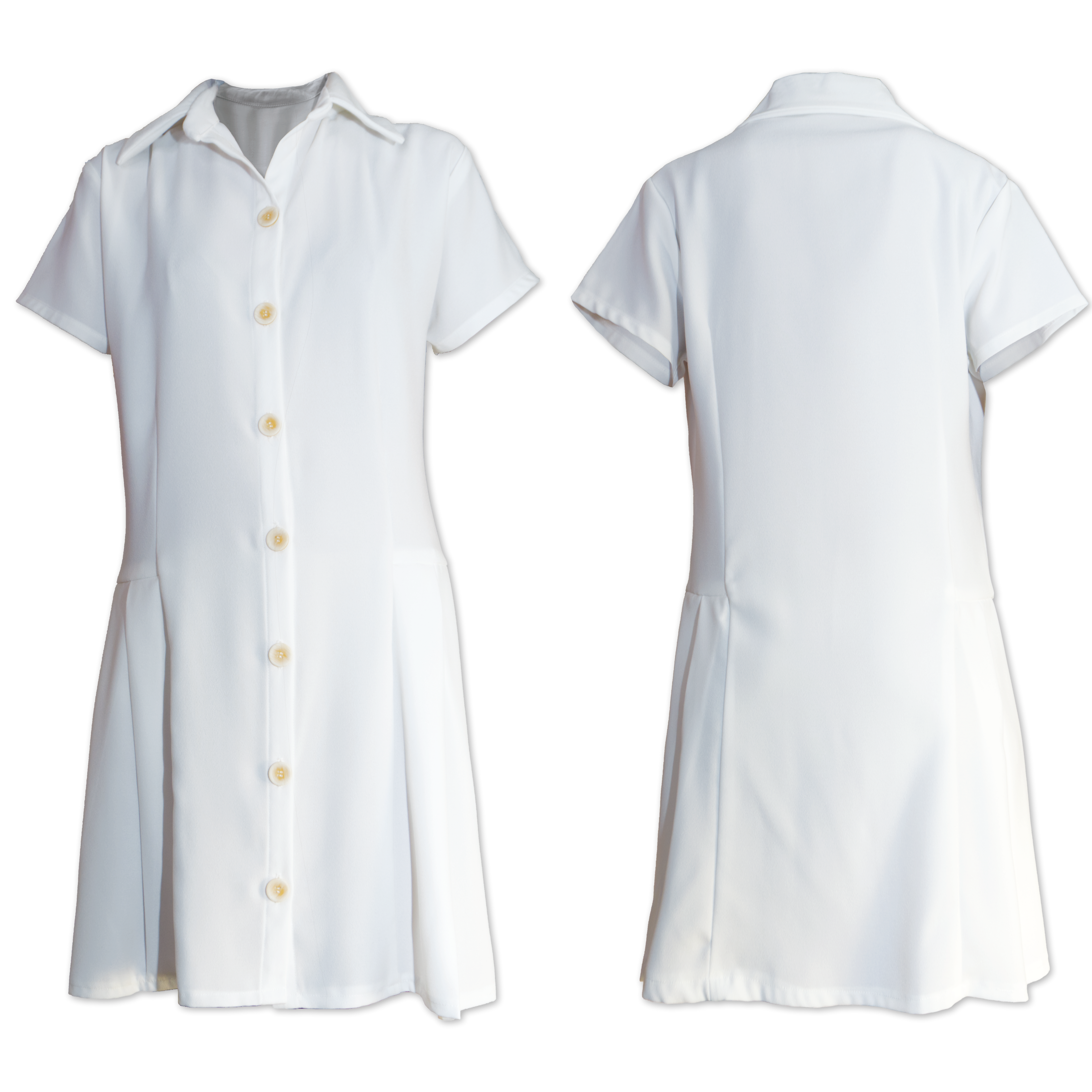 White shirt-dress with a structured collar