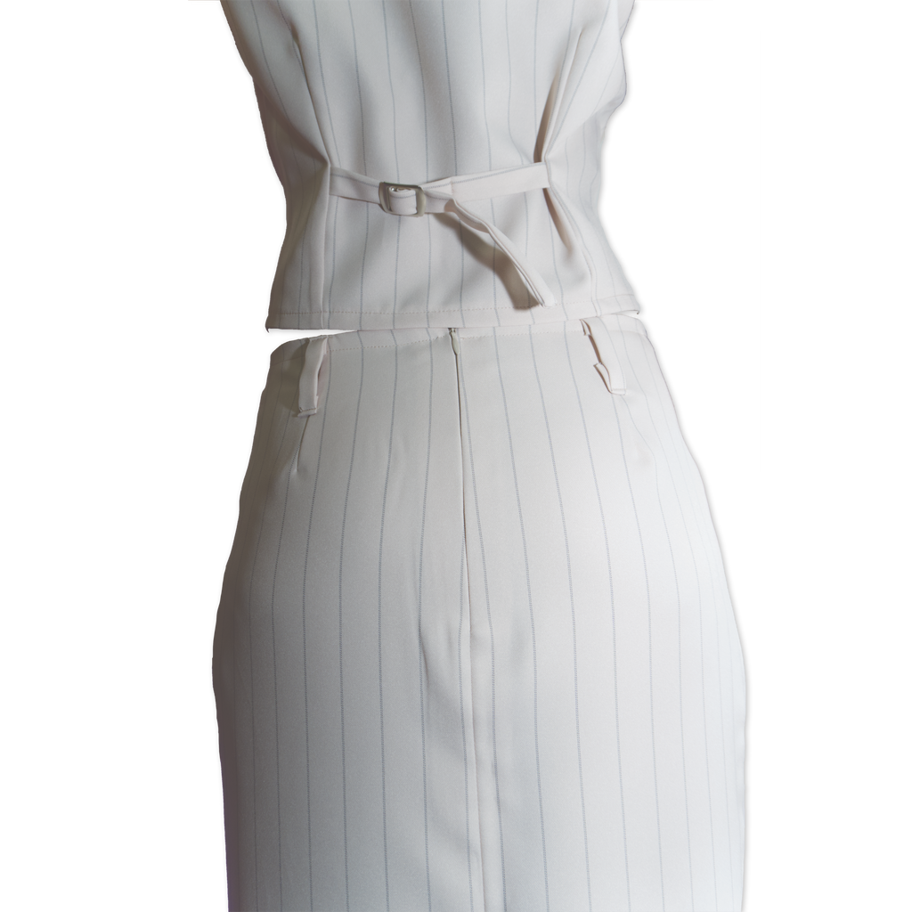 Sleeveless top and full-length column skirt