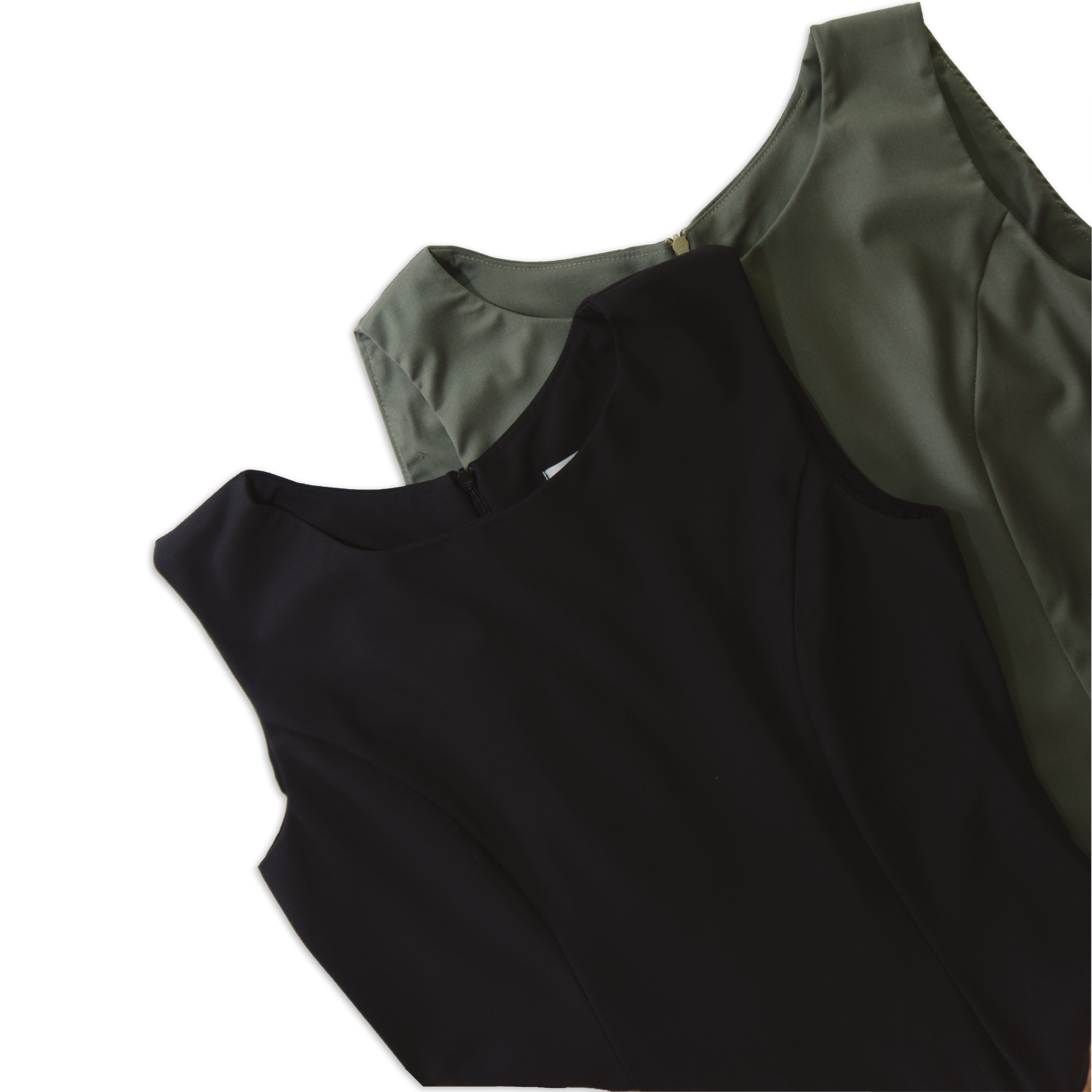 Sleeveless dress with elongated silhouette