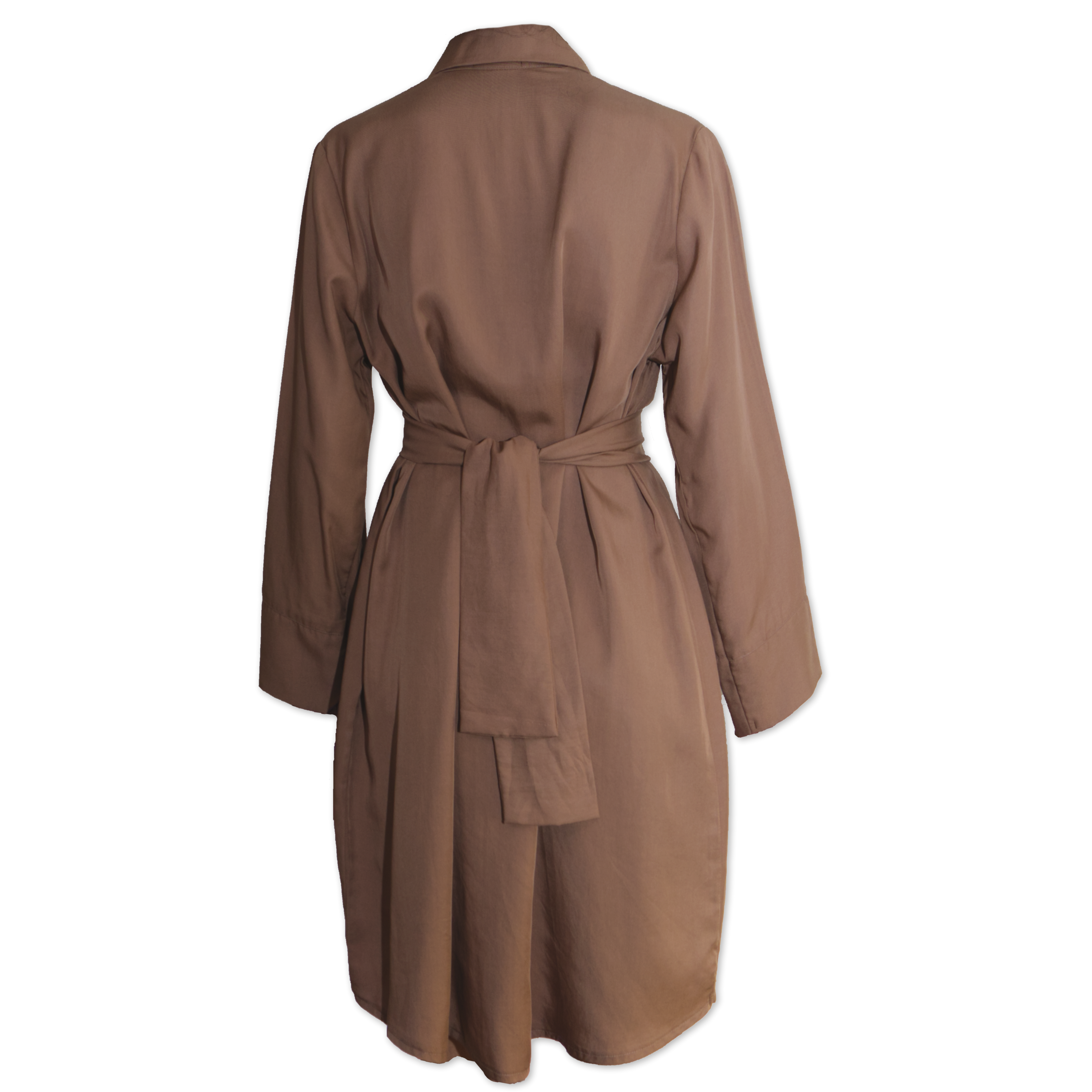 Long-sleeve shirt dress and a detachable belt