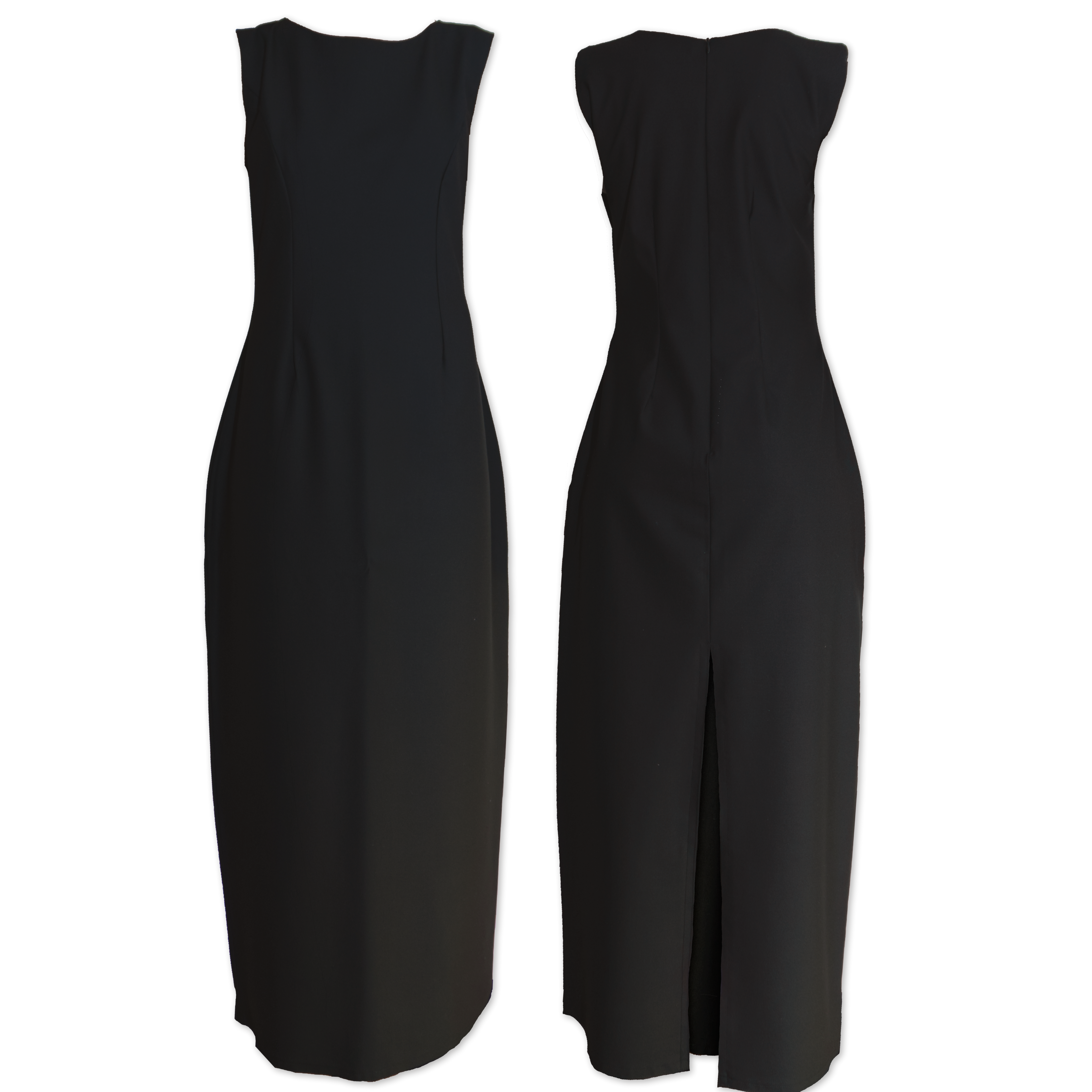 Sleeveless dress with elongated silhouette