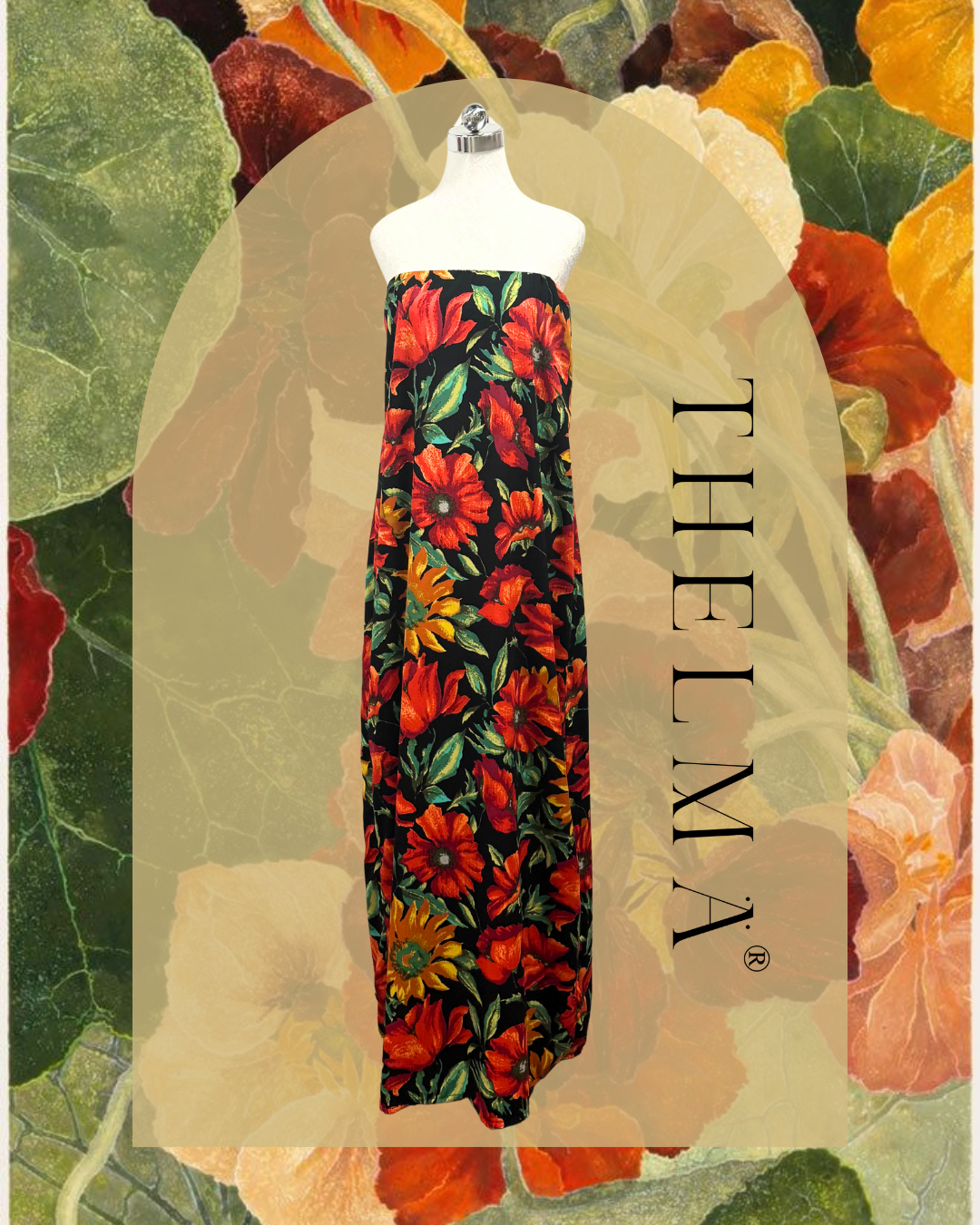 Flora Noire Strapless Maxi