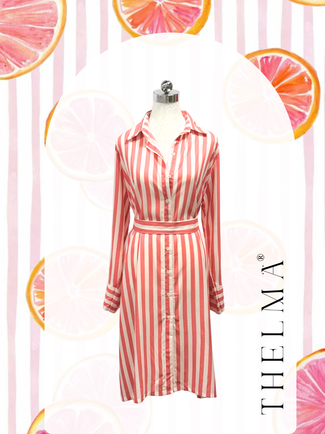 The Rosé Stripe Shirt Dress